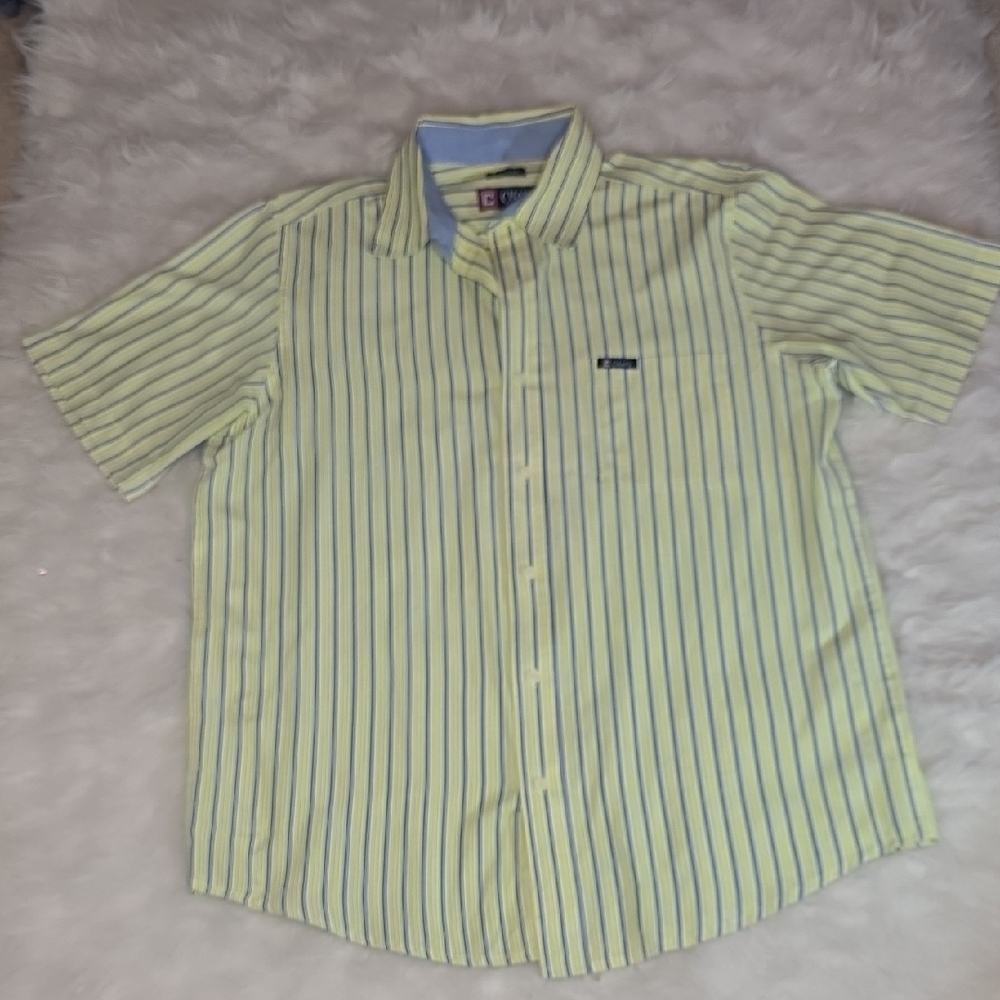 Chaps Yellow and Navy Striped Casual Shirt